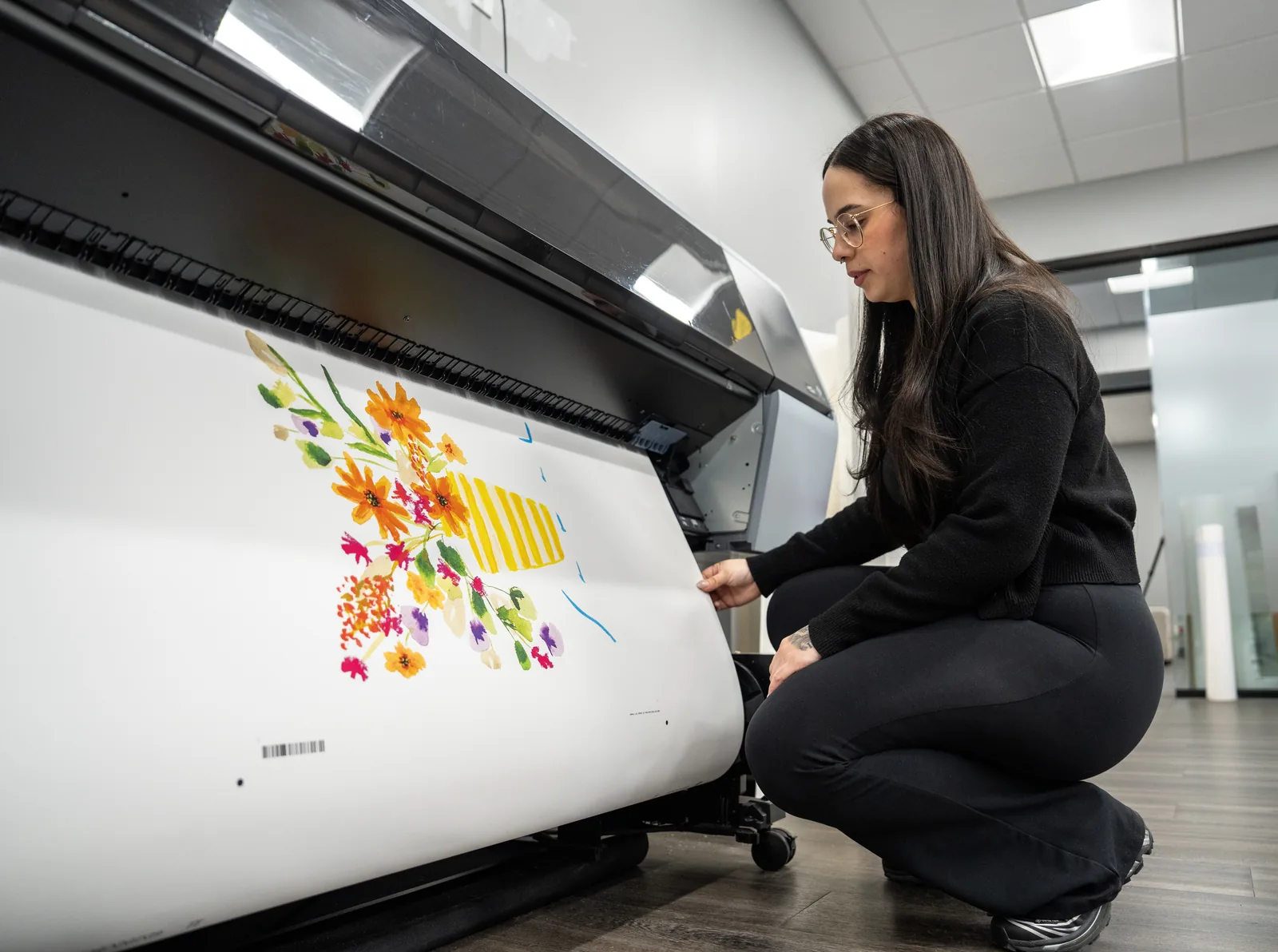 Inspecting a print from a large-format printer